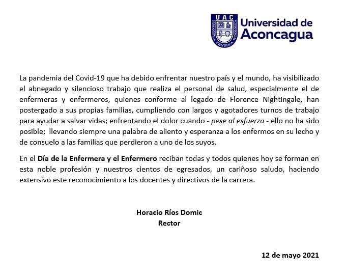 Saludamos a las Enfermeras y Enfermeros en su día.