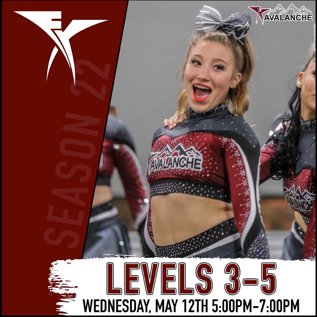 fx_cheer's tweet photo. We can’t wait to have some fun this evening! SEE YALL TONIGHT!! 🖤❄️🤍🥶 #1FA2EIM #cheerfx #avalanche #22yearlegacy #allstarcheer https://t.co/7JMdhmDzyt