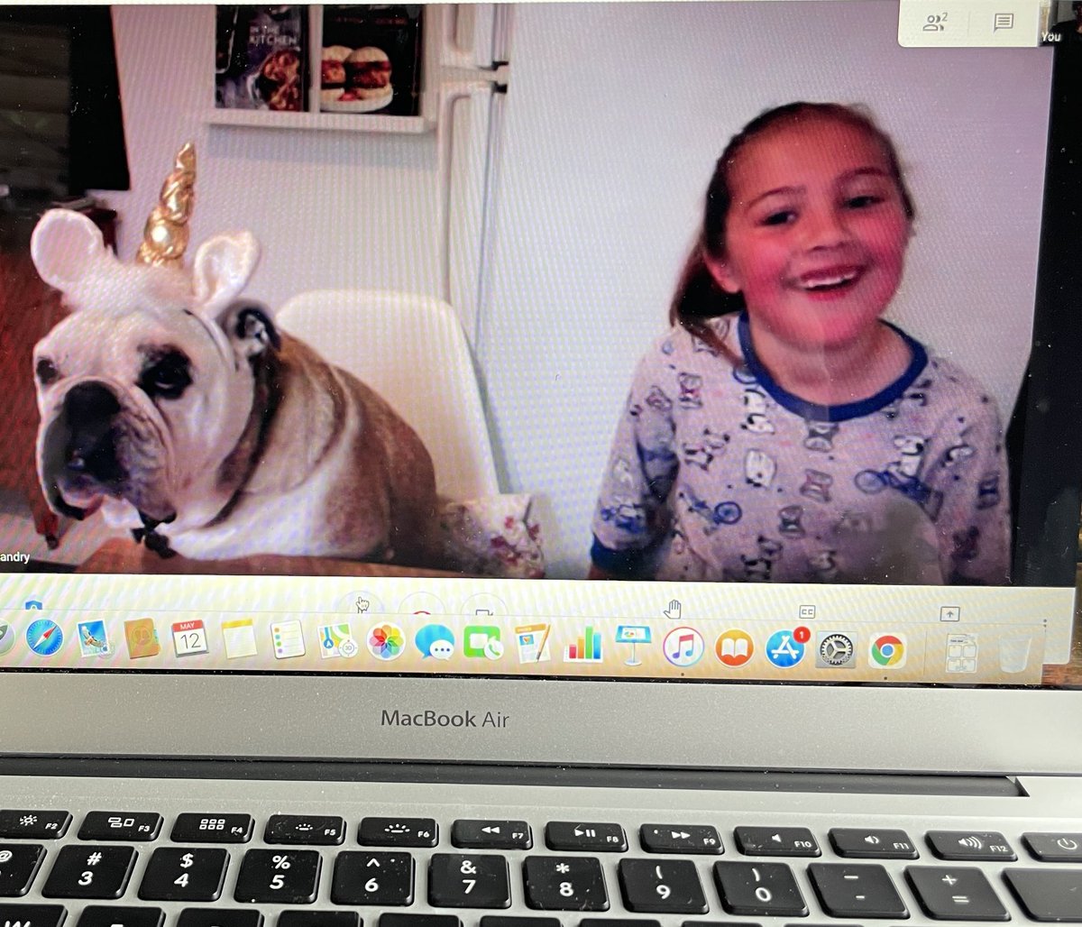We had a special guest join us for our lesson today. Meet Sawyer the unicorn dog! Not only did he listen intently but he rewarded this super reader with a big kiss when she finished reading her story! (Shared with permission) ⁦@HrceLiteracy⁩ ⁦@hrce_RR⁩
