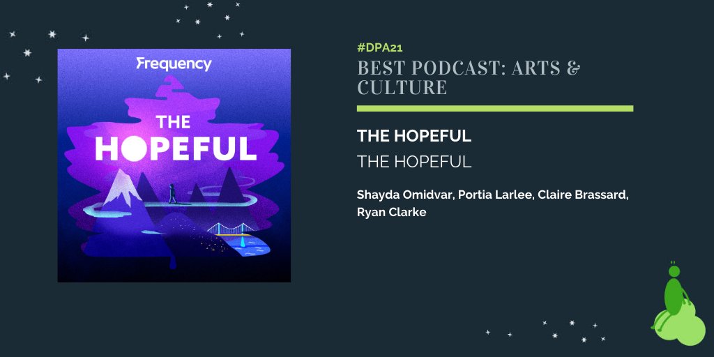 .<a href="/shaydaomidvar/">Shayda Omidvar</a>, <a href="/clairelbrassard/">Claire</a> and @ThisGeekRyan of <a href="/frequencypods/">Frequency Podcast Network</a> are nominated for Best Podcast: Arts &amp; Culture for "The Hopeful." Congrats!