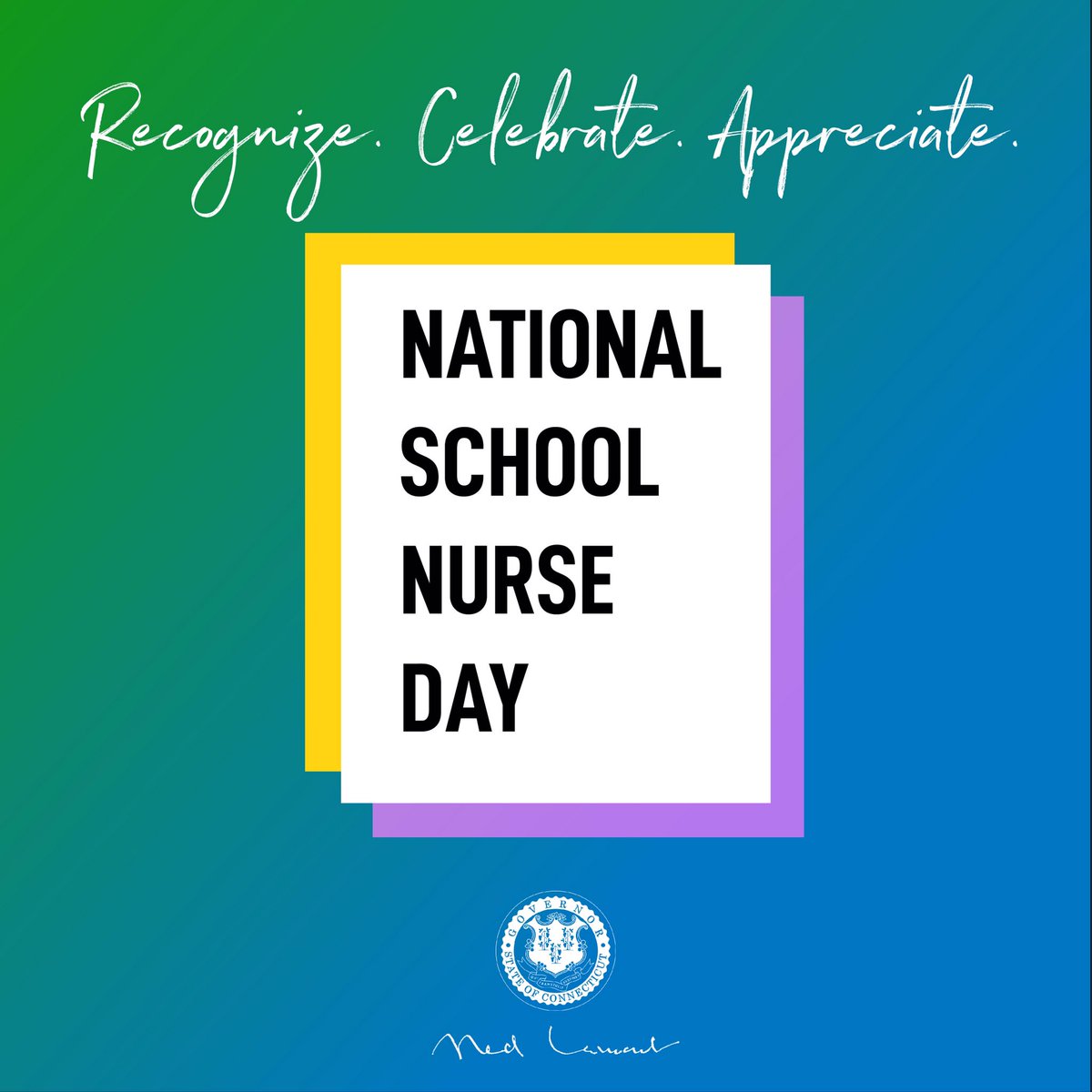 Today, on #NationalSchoolNurseDay, I want to recognize the people who serve as a critical lifeline to our students, their families, and communities across Connecticut.

You keep our children healthy, happy, and safe, both during the school year and beyond. Thank you!