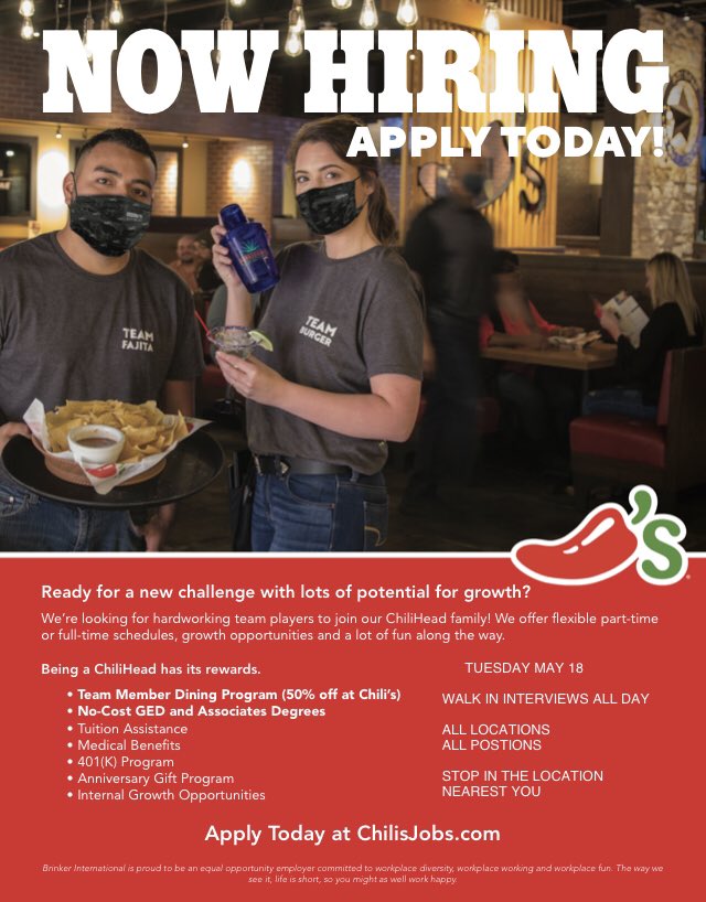Being a Chilihead has its Rewards! Stop in the TN location nearest you on Tuesday May 18.