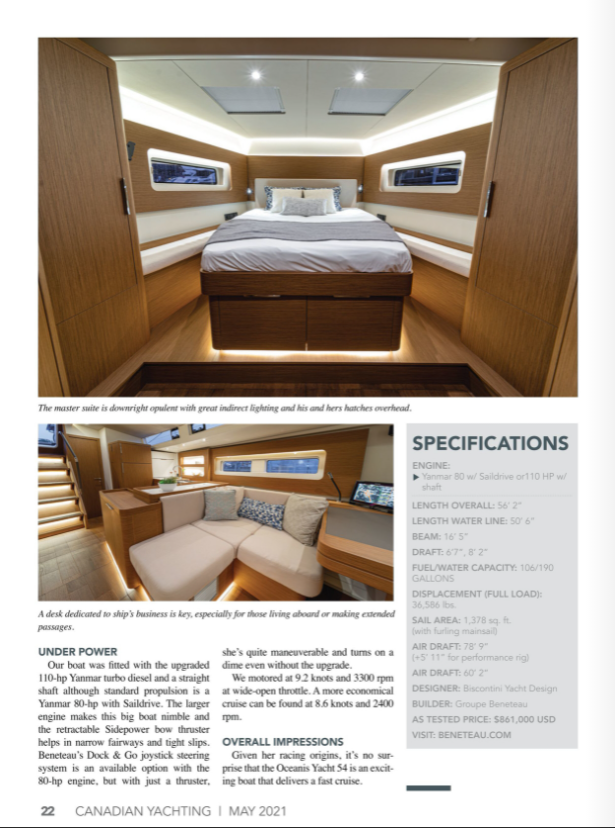Sail Review from May Issue, Canadian Yachting: Beneteau Oceanis Yacht 54 by Zuzana Prochazka. ⛵

Link ⬇ For digital copy of article in magazine. 😁
bit.ly/3uIbMlD