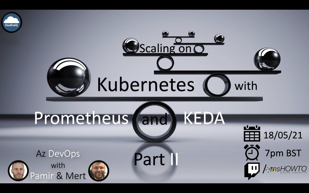 m3rtyeter's tweet image. Next week on #AzDevOps with @p4m1r and @m3rtyeter
Scaling on @kubernetesio with @PrometheusIO and @kedaorg - Part II
🗓18/05/2021
🕖7pm BST
📺twitch.tv/mshowto
#cloudfamily #azurefamily #AzDevOpsWithPamirAndMert #kubernetes #k8s #containers #prometheus #KEDA #MVPBuzz