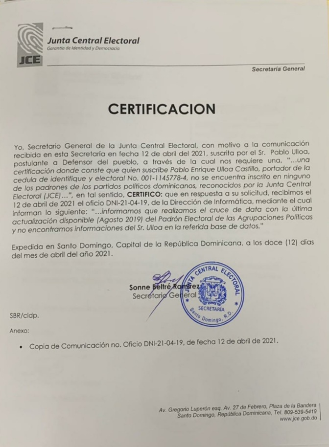 AplatanaoNews's tweet photo. JCE CERTIFICA PABLO ULLOA NO ESTÁ INSCRITO EN NINGÚN PARTIDO POLÍTICO
#PabloUlloa #DefensordelPueblo #UlloaDefensor 
https://t.co/teolMU7017 https://t.co/cpshcL6CC7