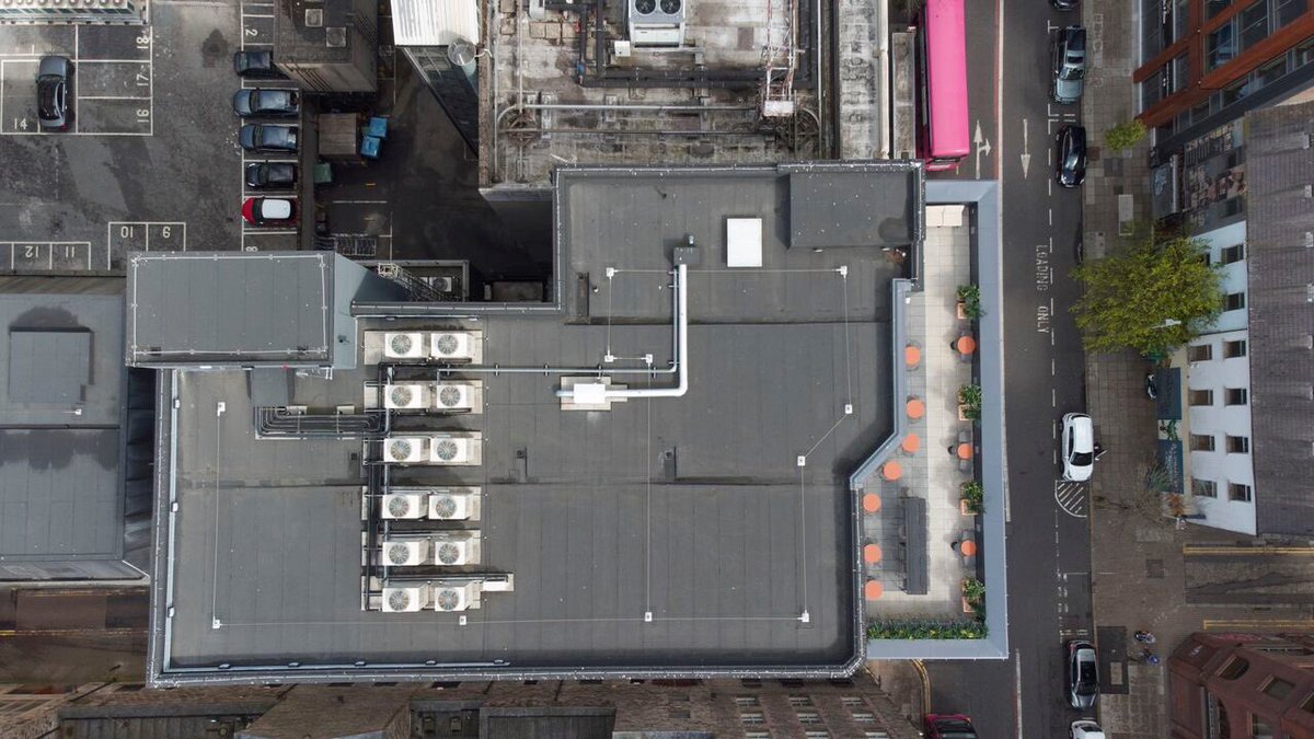 Eagle Star House, Belfast City centre.
Some great drone shots captured recently of this project which we assisted  <a href="/GRAHAMGroupUK/">GRAHAM Group</a> with last year.
<a href="/DANOSAUK/">DANOSA UK</a> 25 year built up felt system to main roof and paved terrace area. Outstanding work from the team GBS Roofing Ltd.