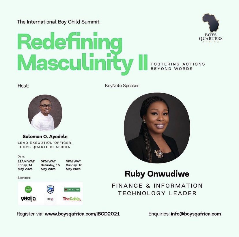 OnwudiweRuby's tweet photo. According to a UNICEF report, 1 in 10 boys in Nigeria have experienced sexual violence before the age of 18. The boy-child matters! Join us at @boysqafrica for the 2nd Annual Boy-Child summit, May 14-16, 2021. https://t.co/Yp5j4XnDwN