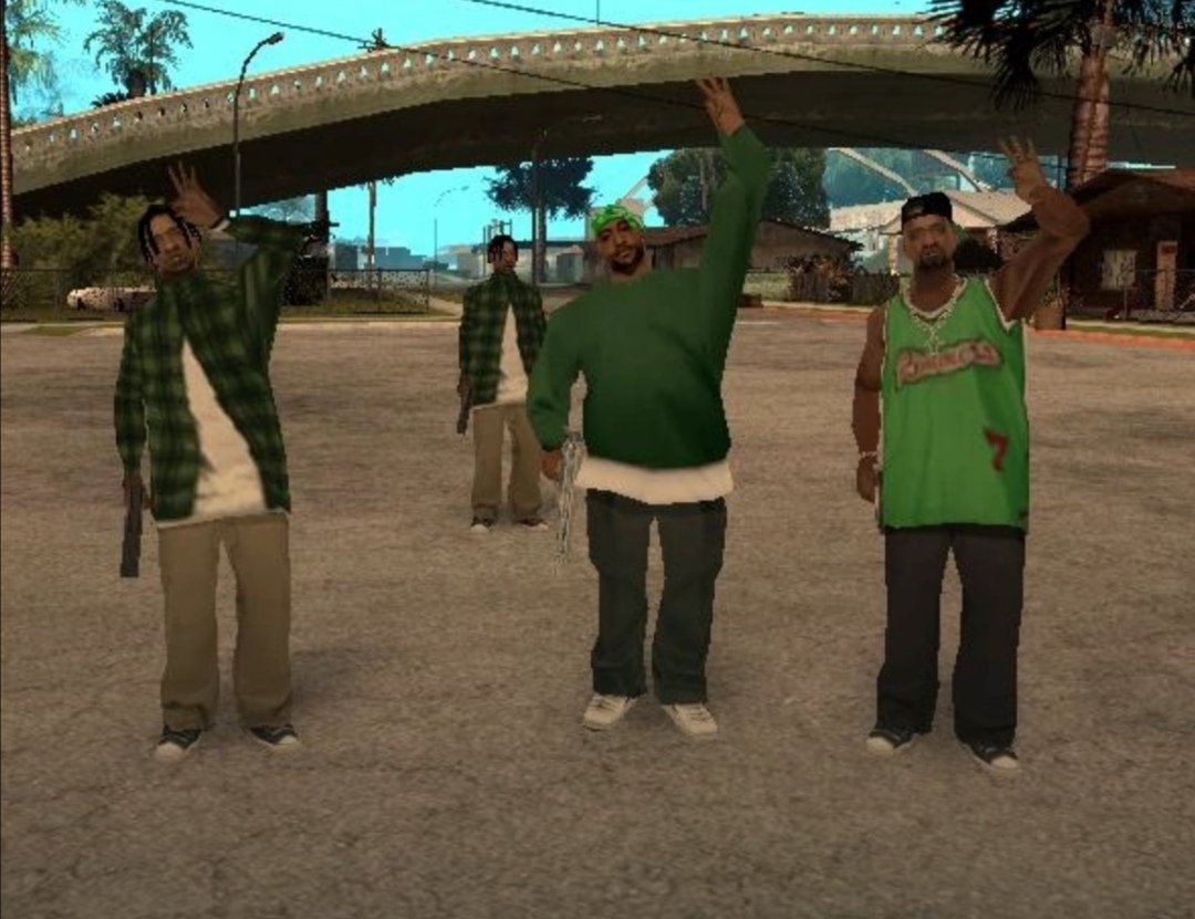 heyomeech956's tweet photo. Toutes ces péripéties, ces fusillades dans GTA San Andreas pour que ce soit finalement des Ballas🟪 qui contrôlent Grove Street dans GTA 5 😭🤦🏿♂️ INADMISSIBLE
#GSF4LIFE #GroveStreet #Families 🟩 https://t.co/FeljTr2zWh