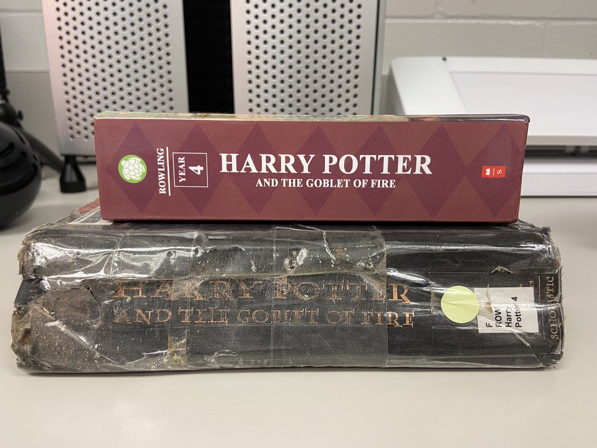 It’s always great when you have to replace books that are worn from continuous check outs! Thank you <a href="/DonorsChoose/">DonorsChoose</a> for our new set of HP books to replace our old copies! 🪄⚡️<a href="/HumbleISD_TMS/">Timberwood Middle</a> <a href="/HumbleISD_lib/">Humble ISD Libraries</a>