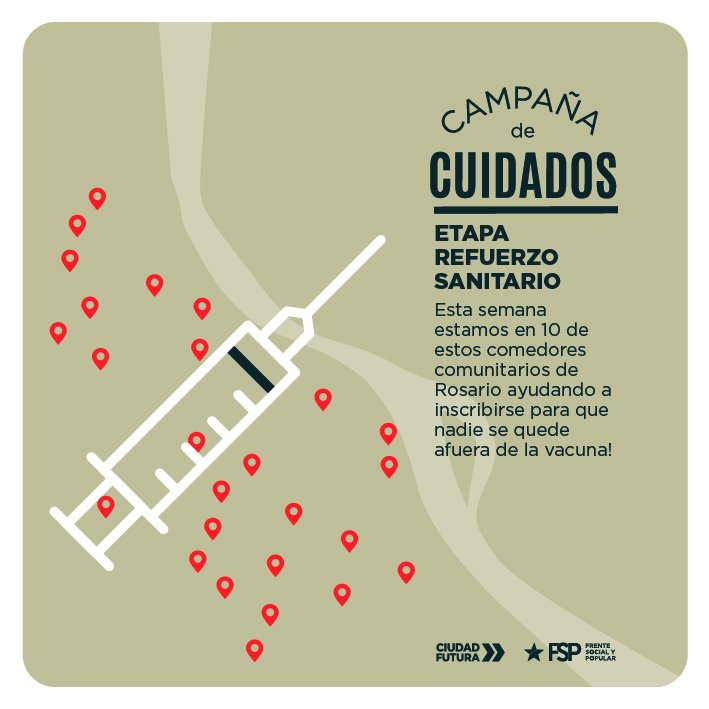 😷 En el medio de la segunda ola por Covid-19, desde <a href="/CiudadFuturaOK/">CIUDAD FUTURA</a>  y el <a href="/FrenteSP/">Frente Soc y Popular</a>  lanzamos #CampañaDeCuidados arrancando por la etapa del refuerzo de las medidas sanitarias en los comedores comunitarios.