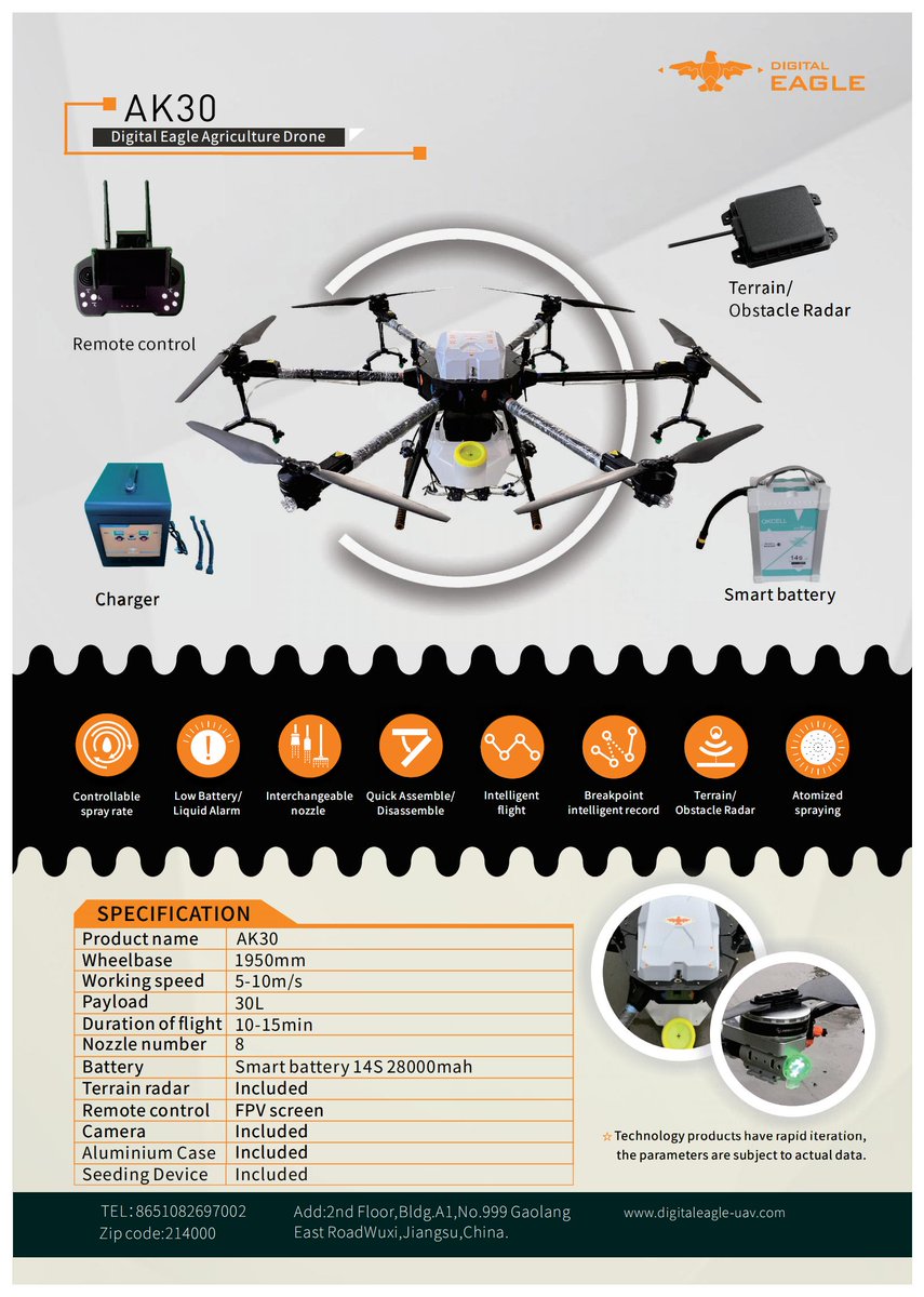 Newest 30L tank capacity sprayer drone!
With two functions,
- Spraying: used for herbicide/insecticide/bactericide/pesticide etc..liquid spraying.
- Seeding: used for sowing seeds, solid fertilizer scattering.
#sprayer #agdrone #agriculturaldrone #seeding #sowing #uav #smartag