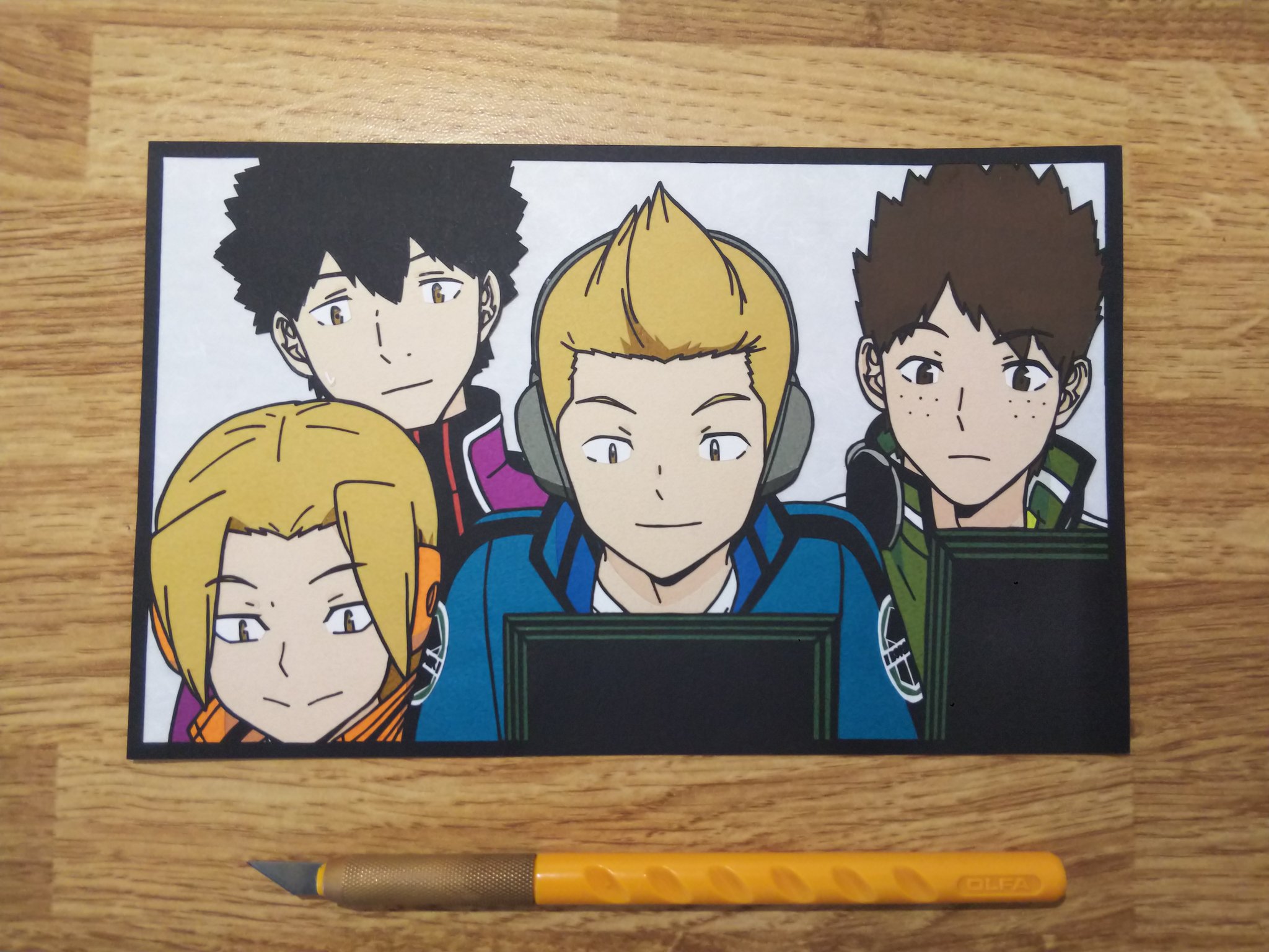 Trichoides A Tuwita アニメ最終話より 隊服がカラフルなメンバーだなぁと思いながら切っていました 切り絵 ワールドトリガー T Co Owav2oz4yj Tuwita