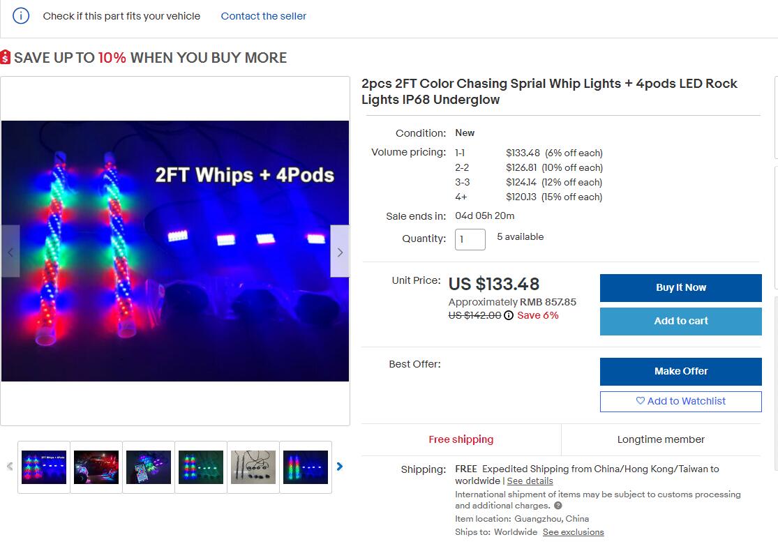Sando_carlight's tweet photo. 2FT Color Chasing Sprial Whip Lights + 4pods LED Rock Lights IP68 Waterproof Underglow Kit
For #Offroad #Polaris #RZR #UTV #ATV
eBay shop : https://t.co/m9cNsMpiut https://t.co/0vep4LNTX5