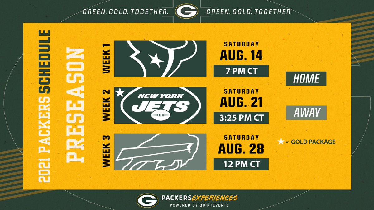 Green Bay Packers on X: 'A look at the #Packers preseason slate. Full 2021  schedule ➡️  