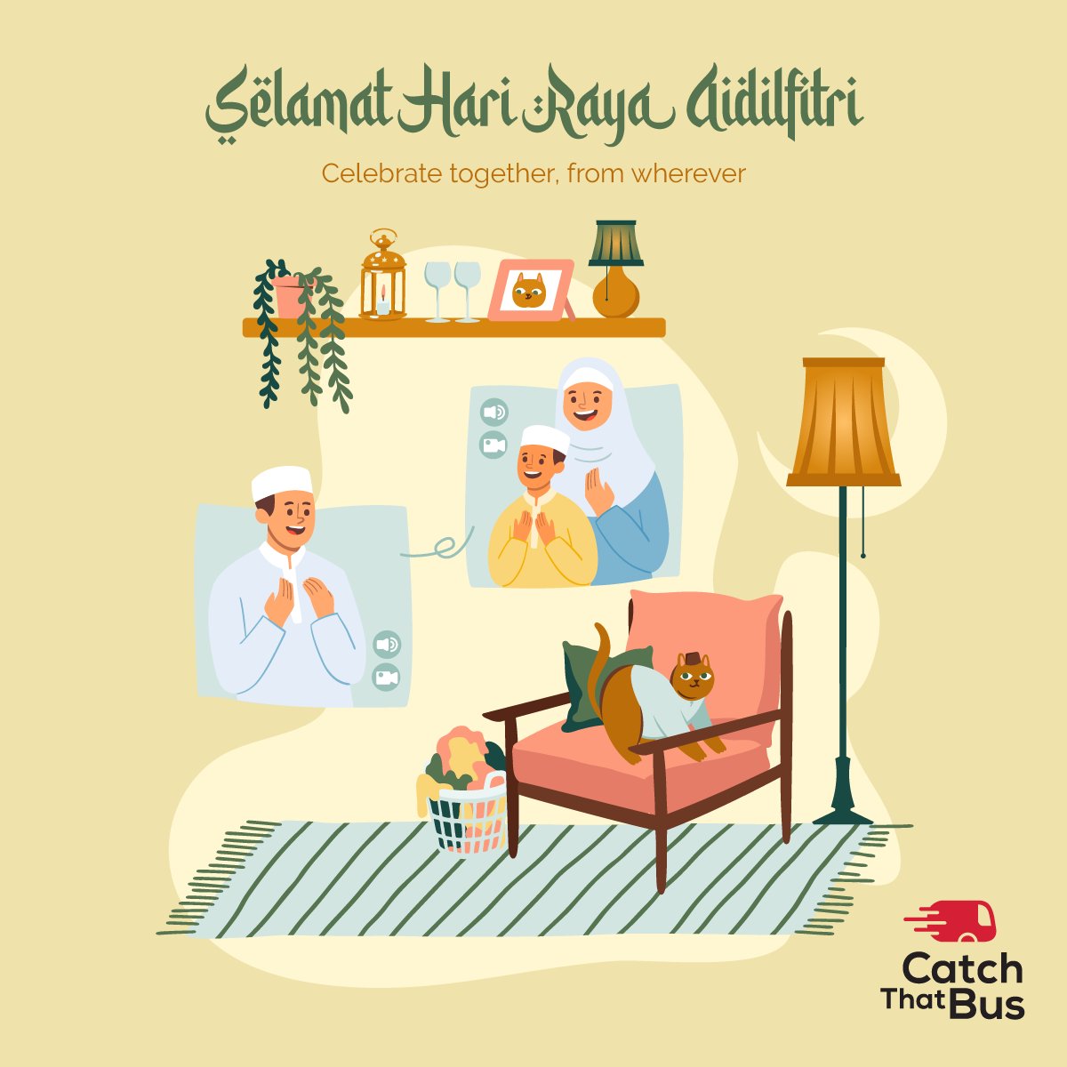 May we enjoy the celebration with loved ones physically present, via call, video call or text message wherever we are. #CatchThatBus wishes you Selamat Hari Raya Aidilfitri, Maaf Zahir &amp; Batin ✨

#Raya2021 #StaySafe #KitaJagaKita