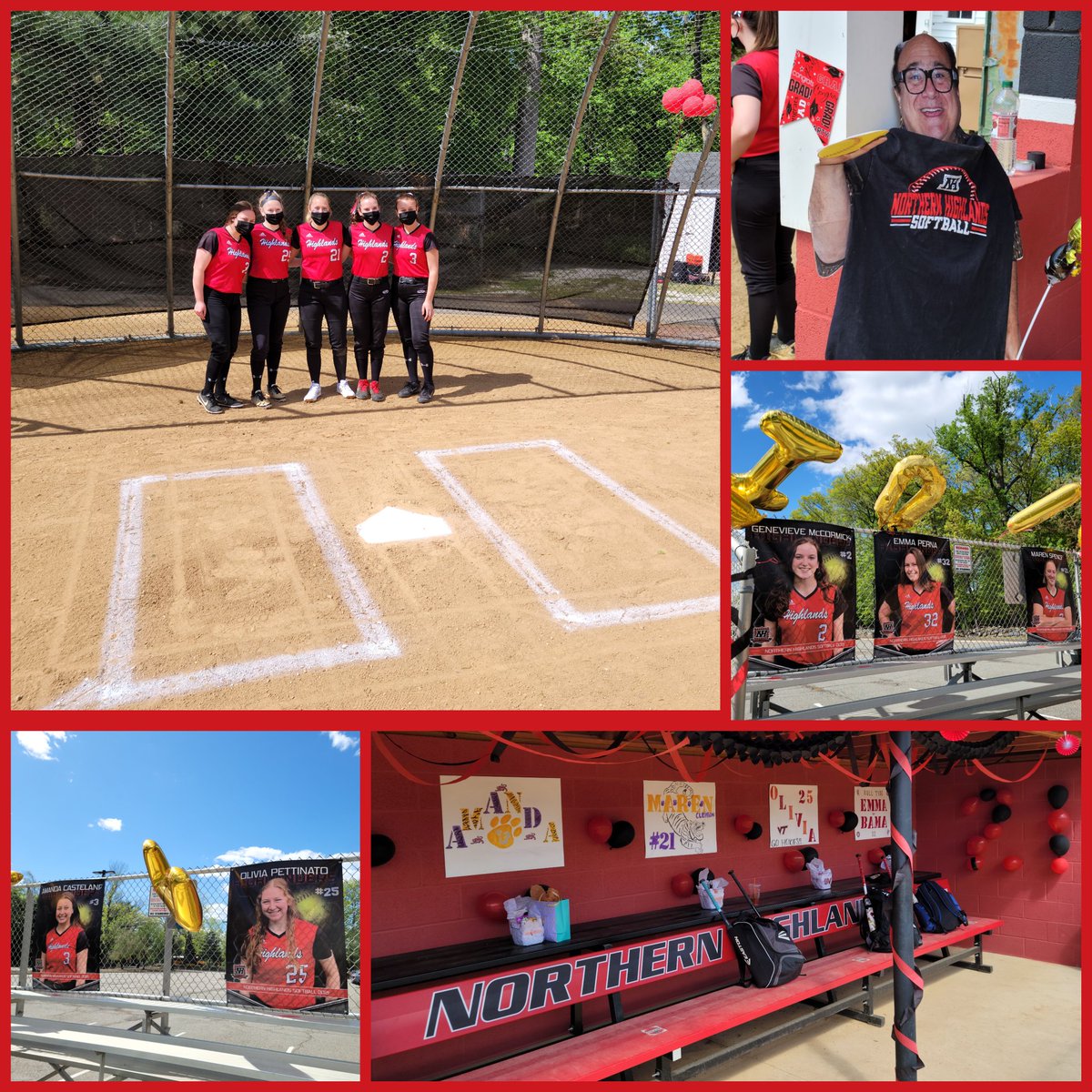 NHRHS_Athletics's tweet photo. 🥎Senior Day for @NorthernHighla1
 🔴Thank you to this fab five for their dedication, devotion, &amp; heart these past four years!!
⚫We're all so proud of you, even Coach @DannyDeVito ��� @NH_Athletics @nhrhs1 https://t.co/0TEZY1vTnb