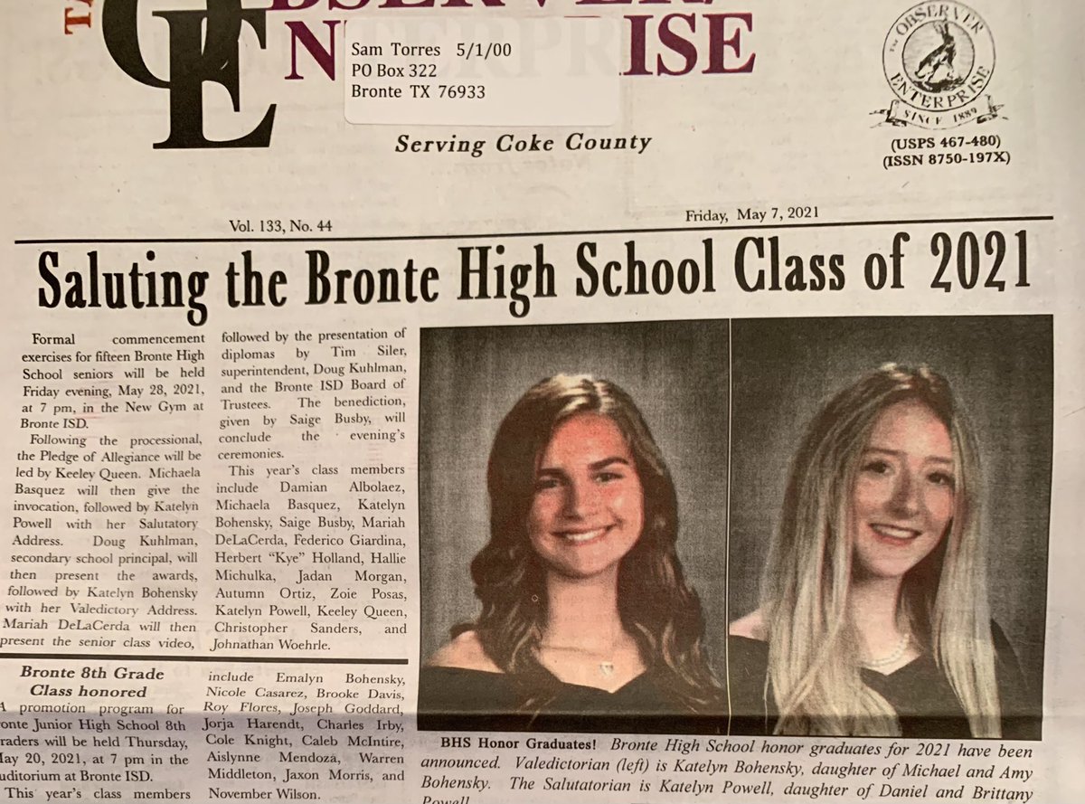 BronteWBB's tweet photo. Lady Longhorns outside of the gym too! 🤘🤘 📚 

Congratulations Seniors !
Valedictorian: @katelynbohensky 
Saluatatorian: @_katelynbreann_ 

We are so proud of you! https://t.co/MZJA36VrG1