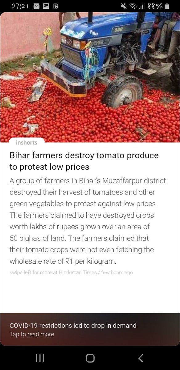 Sandhu94717's tweet image. जे है मेरे भारत की बुलंद तस्वीर.... जिस फसल को बच्चों की तरह पाला उसे बर्बाद करना पड़ रहा है किसानो को...... 

#GiveMSP_RepealLaws