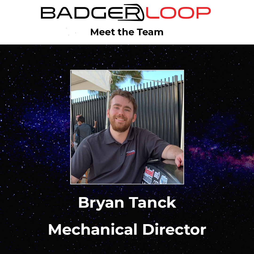 uwsolarracing's tweet photo. Meet Bryan Tanck, Badgerloop's Mechanical Director. He makes sure the mechanical subteams are working smoothly together. Thanks for the hard work Bryan! #MeetTheTeam #Badgerloop https://t.co/SxjrGR5hpt
