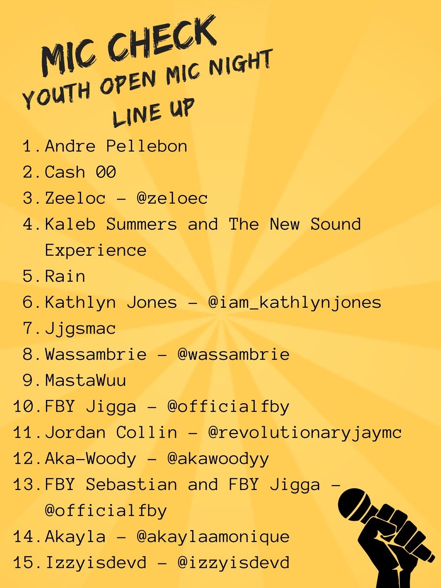 checkitnola's tweet image. Check It Open Mic || The Lineup 🎤

•⠀Saturday, May 15, 2021 📅

•⠀Stop Jockin&apos; - Lot 7 || 3600 Jumonville St 📍

•⠀FREE event for friends &amp;amp; the fam 🆓

•⠀Come for the performers, stay for the vibes. ✨