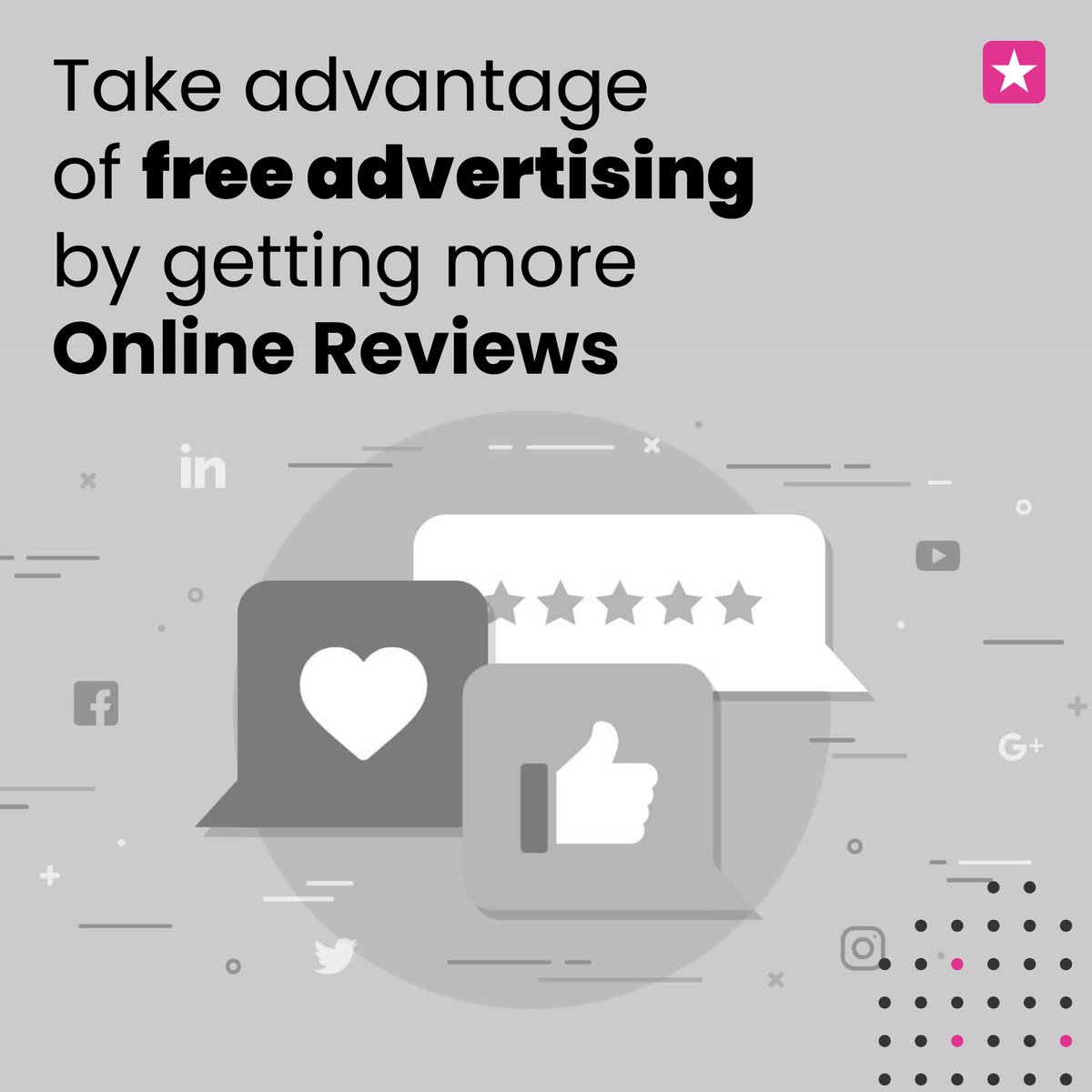 HelloStarloop's tweet image. The number one indicator of a trusted business is legitimate, positive online reviews. Good online reviews can attract new customers and boost your sales to new heights.
.
Take advantage of free advertising by getting more online reviews!
.
Get started at Starloop.com.