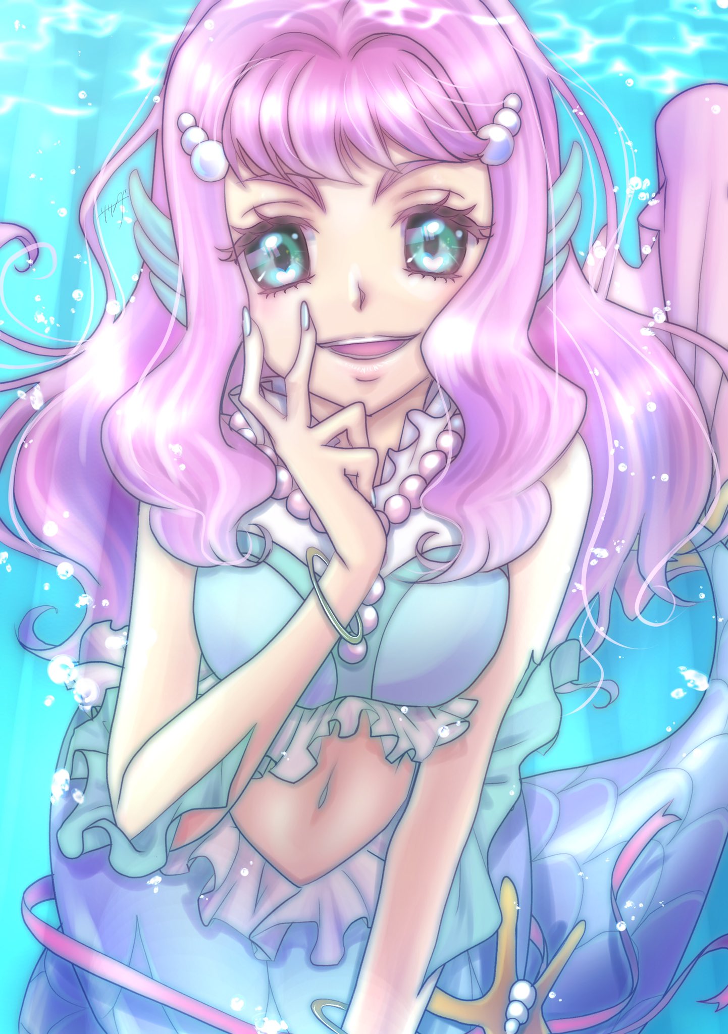 リリンダ おはようございます トロプリのローラちゃん こないだの落書きをペン入れ 塗ってみた 肘のとこのヒレめちゃくちゃ可愛いなおい ローラかわいい最高ッ この子めっちゃトロピカってる