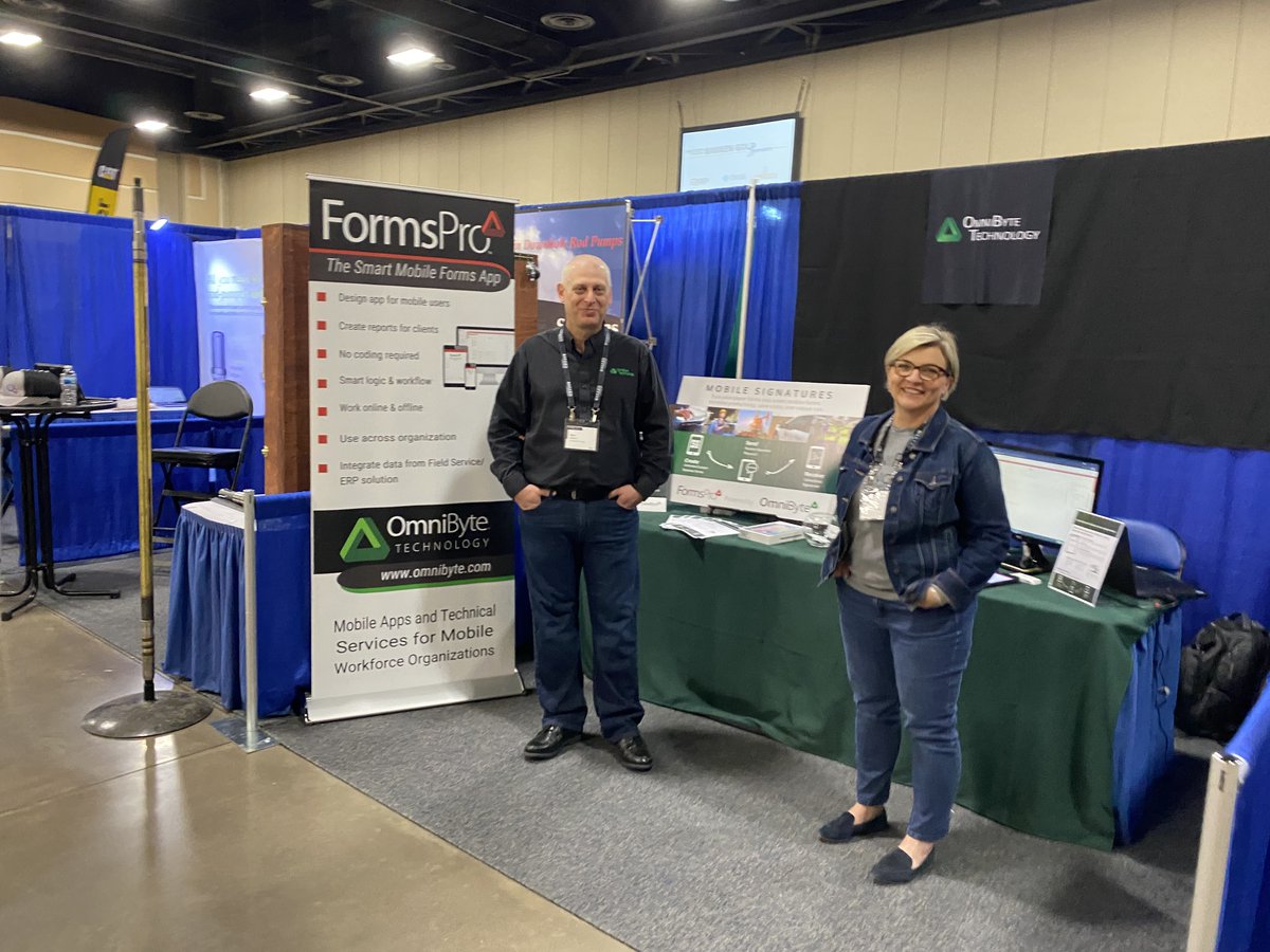 OmniByteTech's tweet photo. Pictures from the Williston Basin Petroleum Conference in ND, where Ray, Sonja, and Brian have been sharing how FormsPro can help save time by automating paperwork.
#omnibyte #formspro #techpro #businesstechnology #oilandgas #oilandgasservices #bakken #techbusiness https://t.co/4s6kV8v9YS