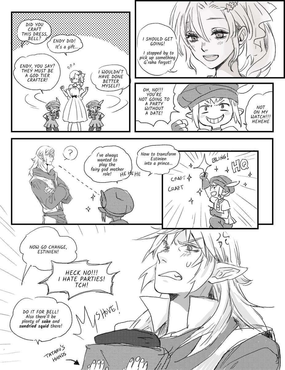 I really loved the dress @endymade drew for Bell so I scribbled a little story about it! I hope Endy won't mind my silly ideas! 🙈 I love drawing Raih'a! 🥺💕 
Read normally from left to right! 💗
#FFXIVART #grahatia #Estinien #Bellstinien
https://t.co/xKfFqOHJmB 