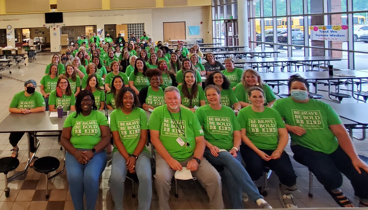 Almost all of our amazing FES staff members are pictured here from our morning meeting today. I’m grateful to work alongside these folks everyday. #Brave #Bold #Kind #BetterTogether