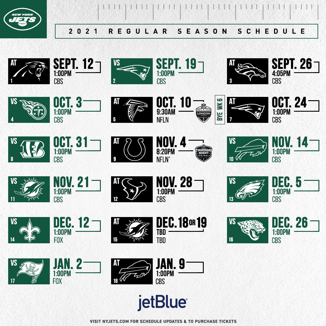 Saucy Nuggets from the Jets 2021 schedule