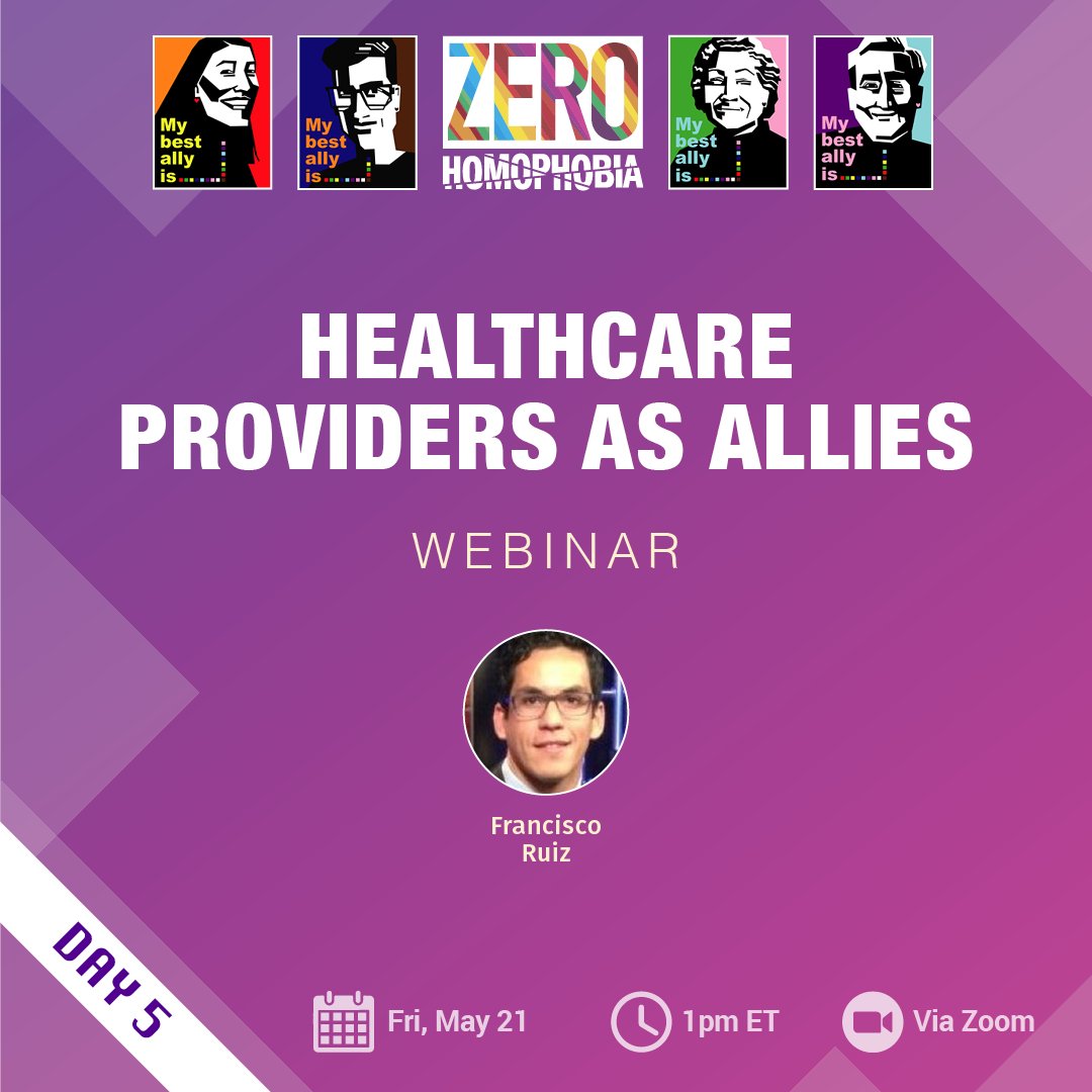 latinoasisnyc's tweet photo. #WeekAgainstHomophobia May 17th - 21st
Friday, May 21 at 1:00 pm, we will hold a zoom webinar with Francisco Ruiz, from the CDC. This webinar will focus on how #healthcare #providers can be #allies to our #LGBTQIA+ community. Please, register here: https://t.co/Yc2zAggAyT https://t.co/oZI5KAvHqX