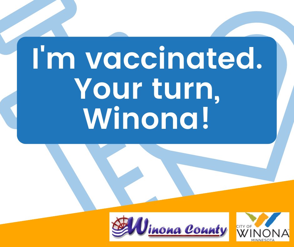 We're encourage residents to get vaccinated with our new Your Turn campaign!

We’re looking for residents o share why they got vaccinated and what they’re looking forward to. 

Record a short video and share using #yourturnwinonacounty

Details: cityofwinona.com/CivicAlerts.as…