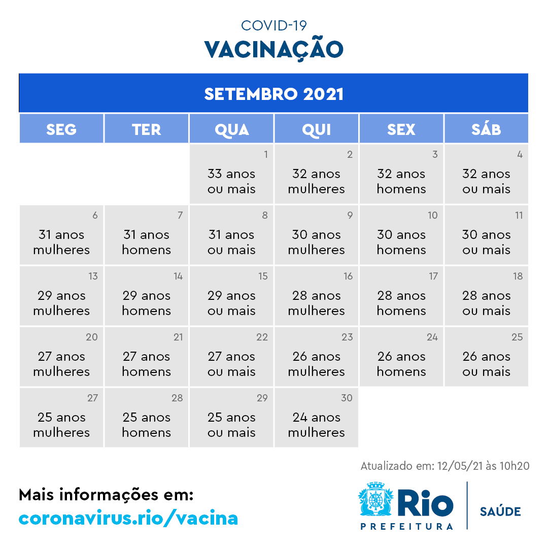 Secretaria Municipal De Saude Do Rio De Janeiro On Twitter Confira O Calendario Completo De Vacinacao Contra A Covid 19 No Rio O Calendario Continua Ate O Fim De Maio Para Os Grupos