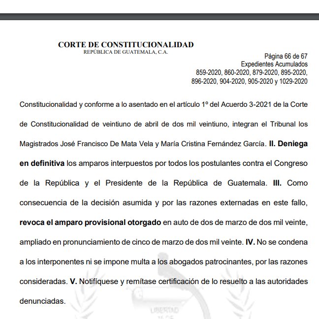 eboche_gt's tweet photo. #LeyONG En sentencia, la #CC rechazó en definitiva la solicitud de amparo de varias organizaciones contra el Congreso y el Presidente, por la aprobación del decreto 4-2020 que reforma la Ley de oenegés. Aprobaron por mayoría, Molina Barreto, Lemus y Ochoa. https://t.co/wcdLBjFDFX