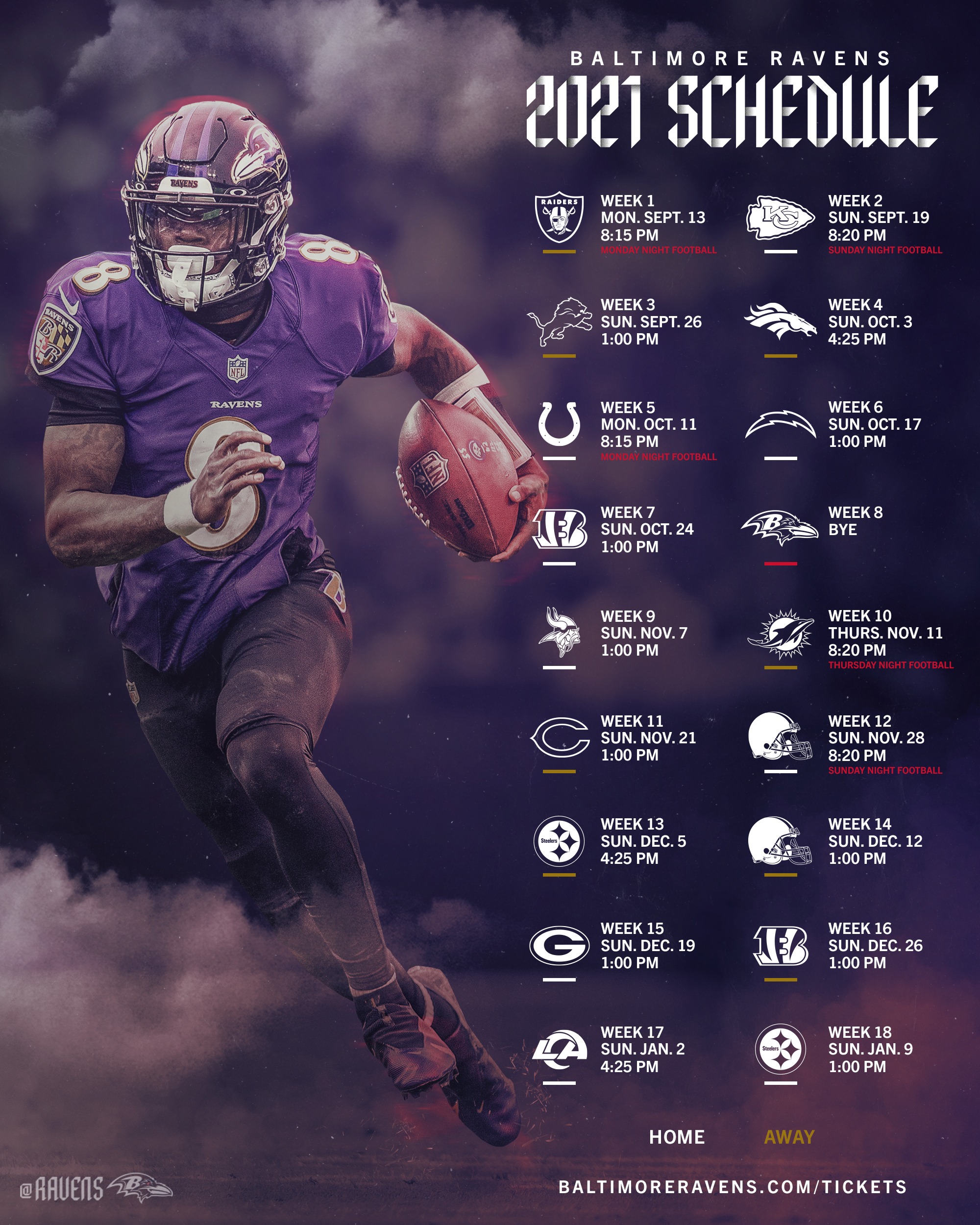 Baltimore Ravens on X: 'The 2021 Schedule❗️ Which game are you most excited  for? 