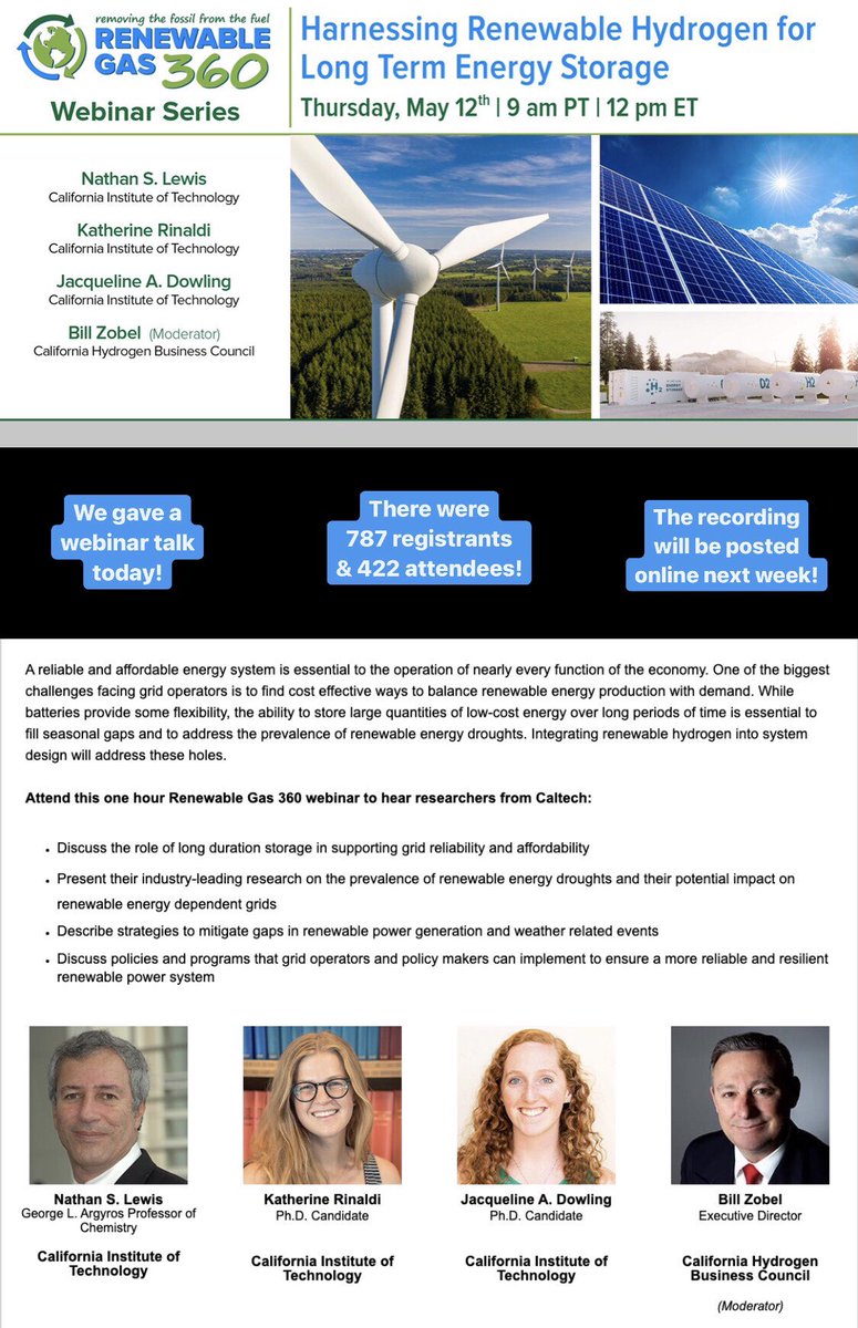 JackieADowling's tweet photo. We gave a #RenewableGas360 webinar this morning focusing on harnessing renewable hydrogen for long term energy storage. @kzrinaldi 

There were 422 people attending and 787 people registered! You can watch the recording when it’s posted here! https://t.co/RGYWLLXshT https://t.co/5pm8pWDst2