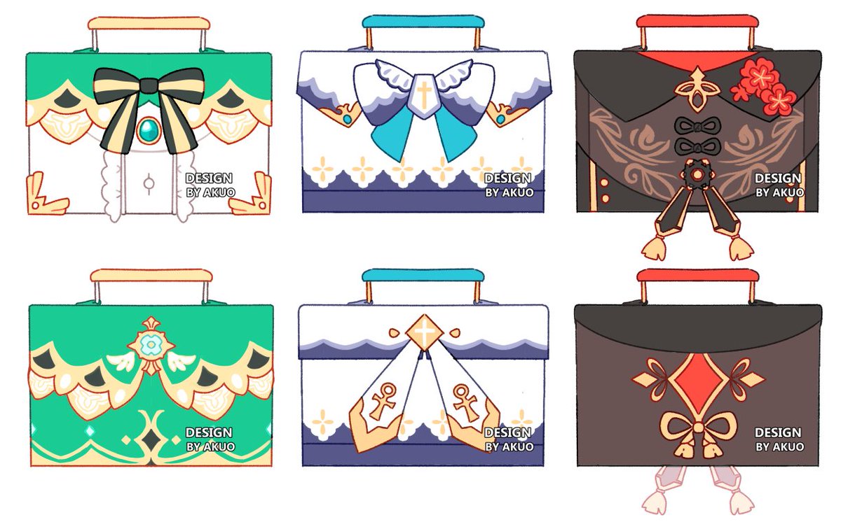 AkuoArt's tweet image. Genshin Bags!
Prototypes of these babies are in production. I hope you like them.