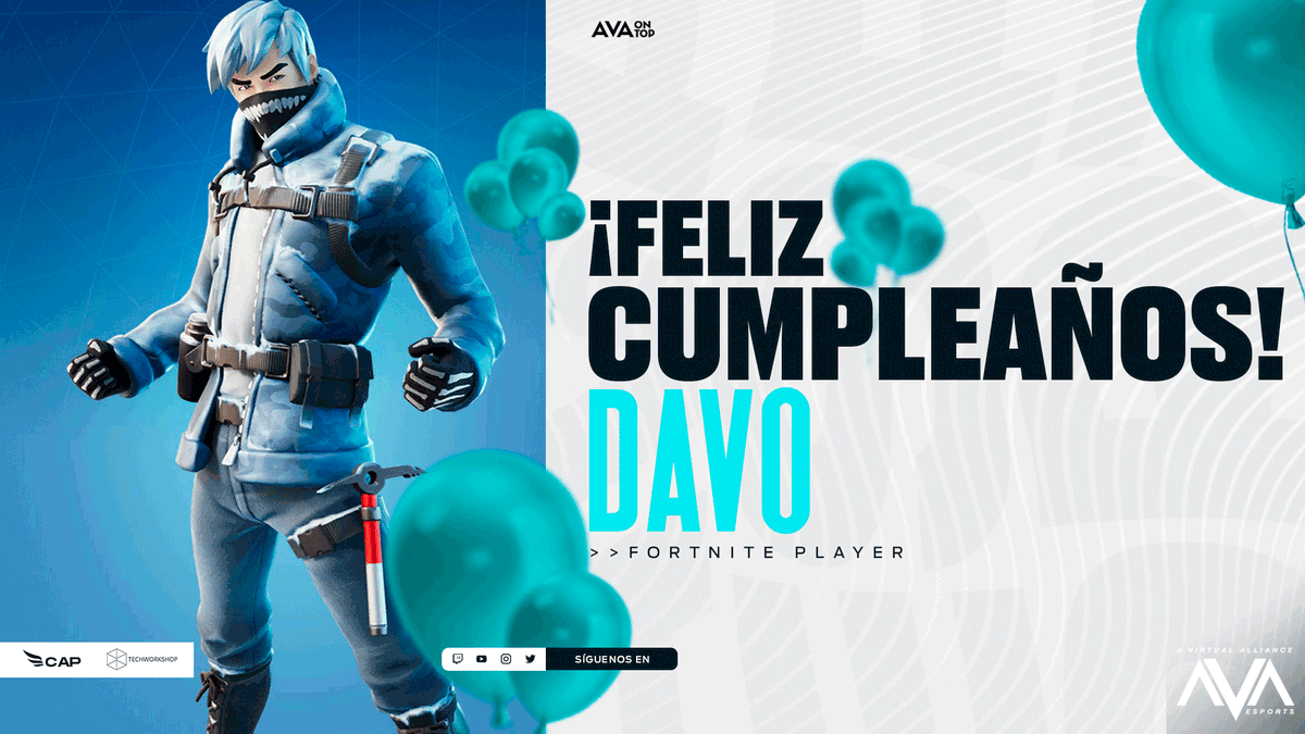 EsportsAVA's tweet photo. ¡Feliz cumpleaños a @DavoFR nuestro jugador de Fortnite!🥳 https://t.co/rbH4NKPQfu
