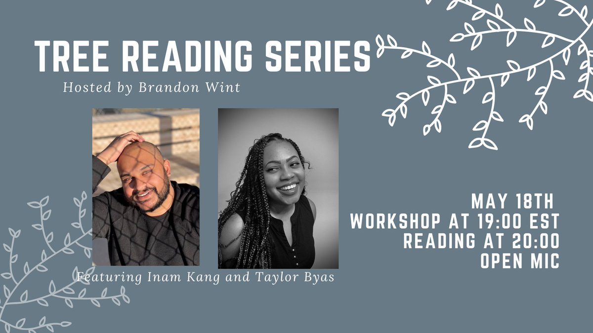 brandonwintpoet's tweet photo. Today feels like a great day to remind you, lovers and enthusiasts of poetry, that the next @treeseries is less than a week away. There is so much beauty and insight in the poetry of @TaylorByas3 and @inam_kang. Join us.
https://t.co/daAgBWTtm0 https://t.co/Pcw7bJOFEc