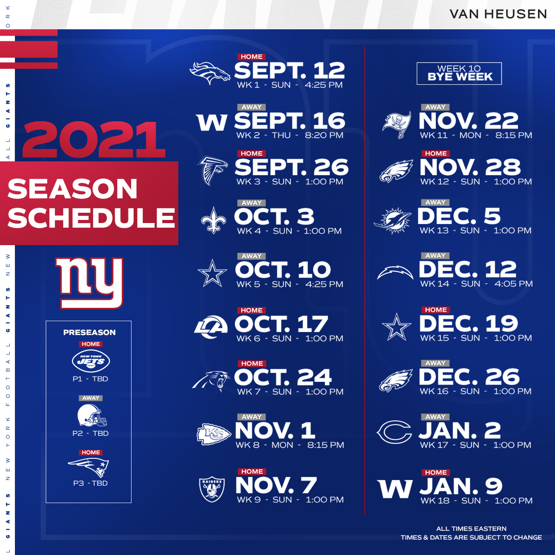 ny giants calendar