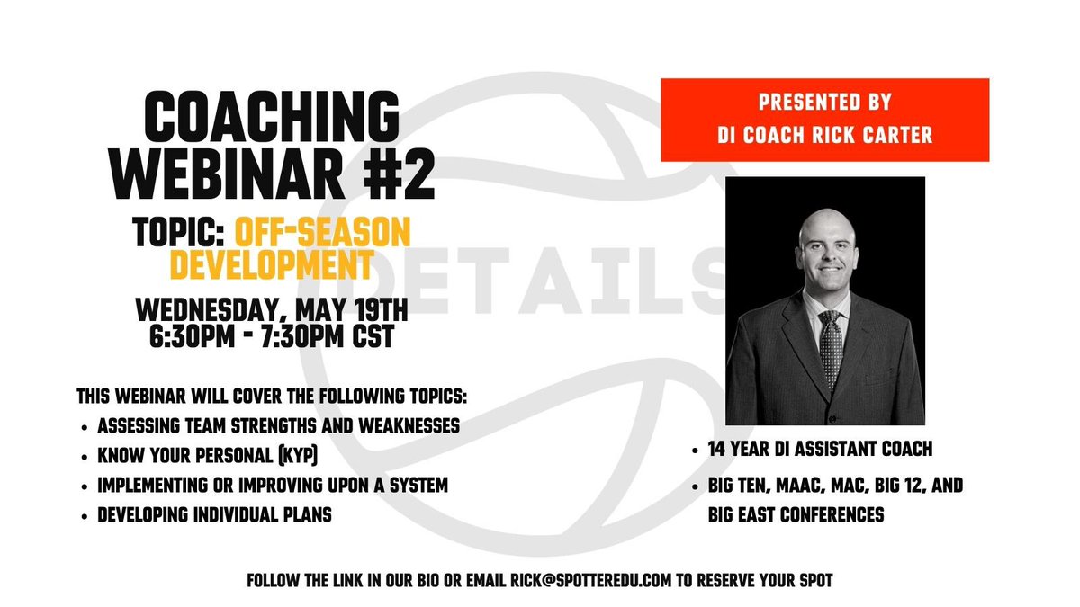 The summer months build great teams, and beneath each great team lies a foundation of hard work and improvements.

Our second coaching webinar will focus on constructing a specific off-season program that will elevate your team.

Follow the link in our bio to register.