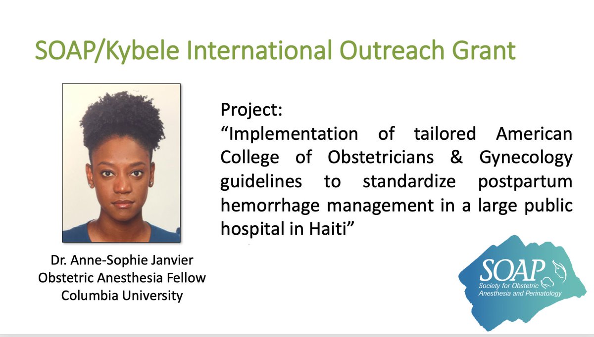 Columbia Anesthesiology (@cumcanesthesia) on Twitter photo Breaking news: Tonight, <a href="/ColumbiaObAnes/">Columbia Ob Anesthesia Division</a> fellow Dr. Anne-Sophie Janvier received the 2021 SOAP/ Kybele International Outreach Grant. Great work!👏👏👏👏👏 Breaking news: Tonight, <a href="/ColumbiaObAnes/">Columbia Ob Anesthesia Division</a> fellow Dr. Anne-Sophie Janvier received the 2021 SOAP/ Kybele International Outreach Grant. Great work!👏👏👏👏👏