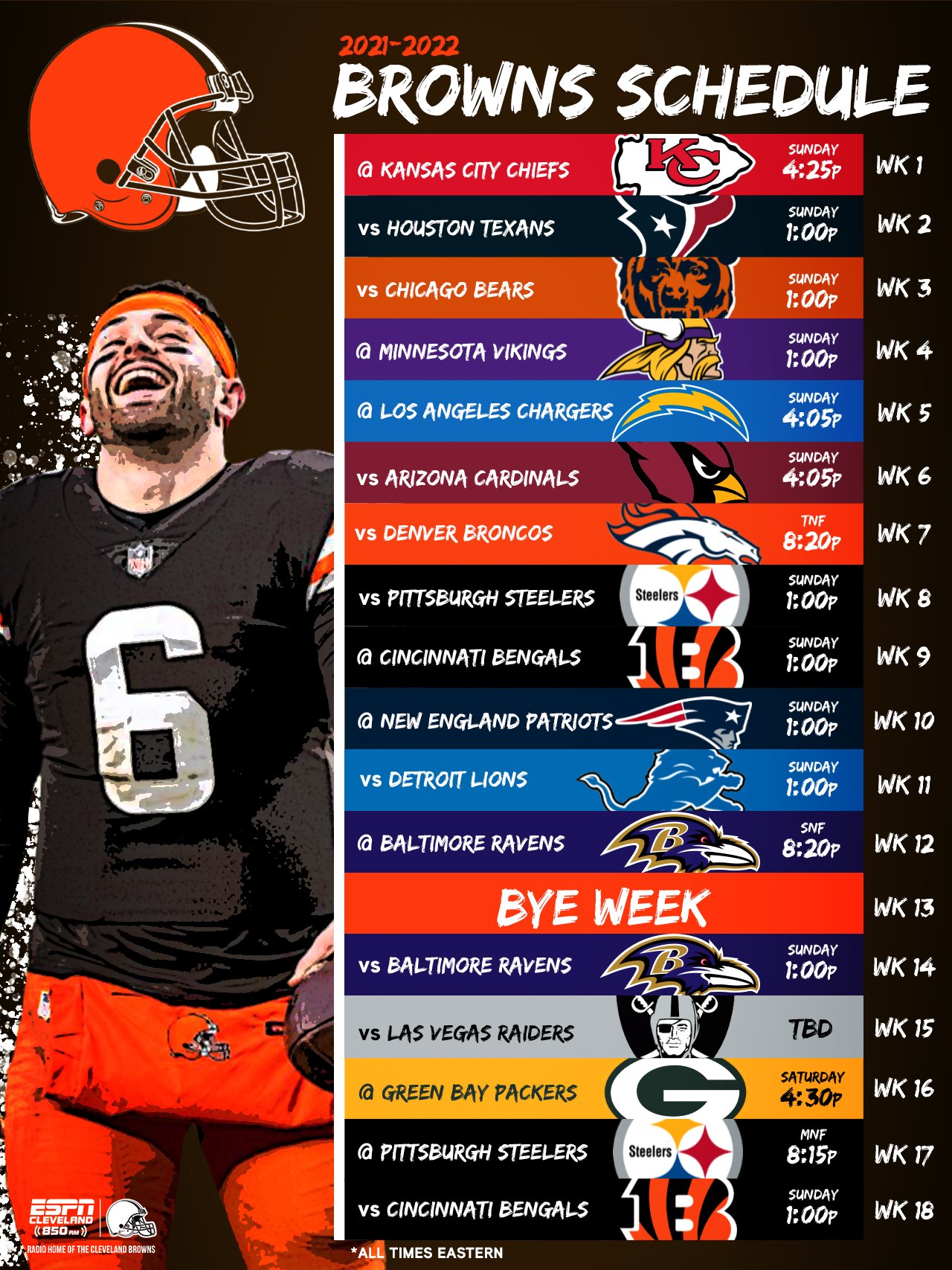 ESPN Cleveland on Twitter: "The @Browns schedule is out #NFLScheduleRelease…