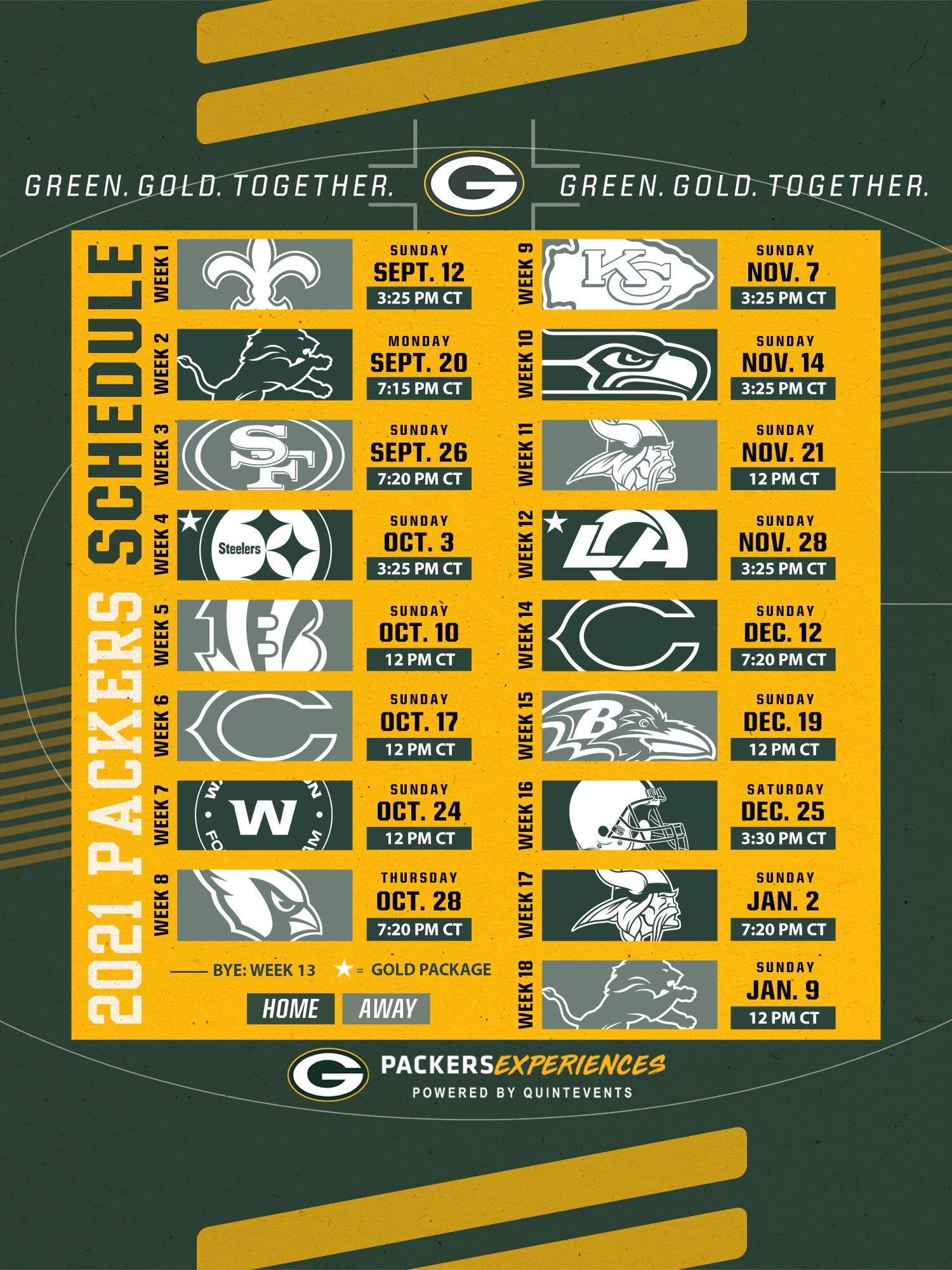 Green Bay Packers schedule for 2021