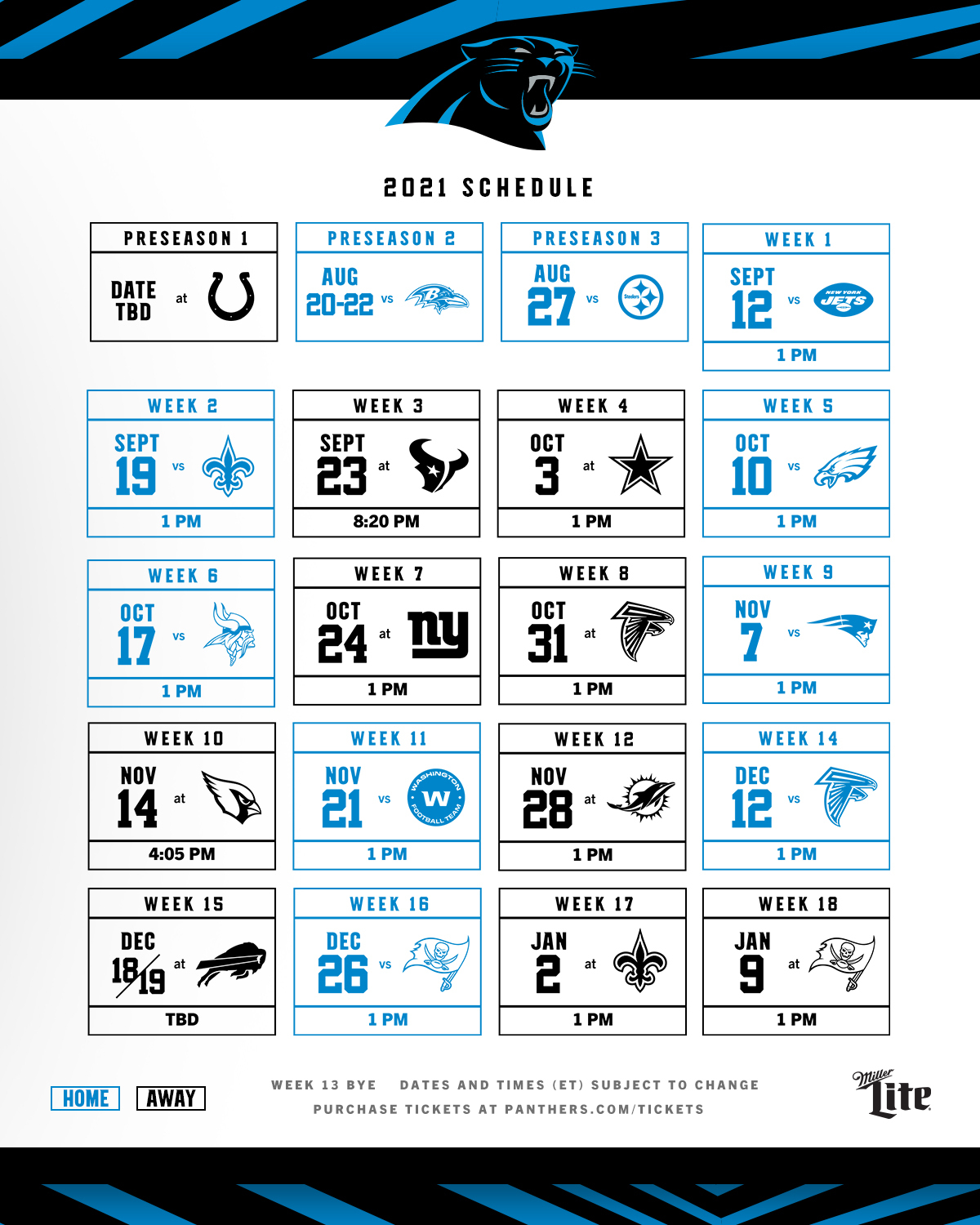 Carolina Panthers 2023 schedule released, Game dates & times