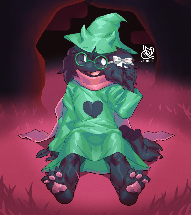 하얀 리본을 단 랄세이. "어때, 어울려?" 💕 #수인 #퍼리 #델타룬 Ralsei with white ribbon. "How does it look?" #Furry #Deltarune .Translate post