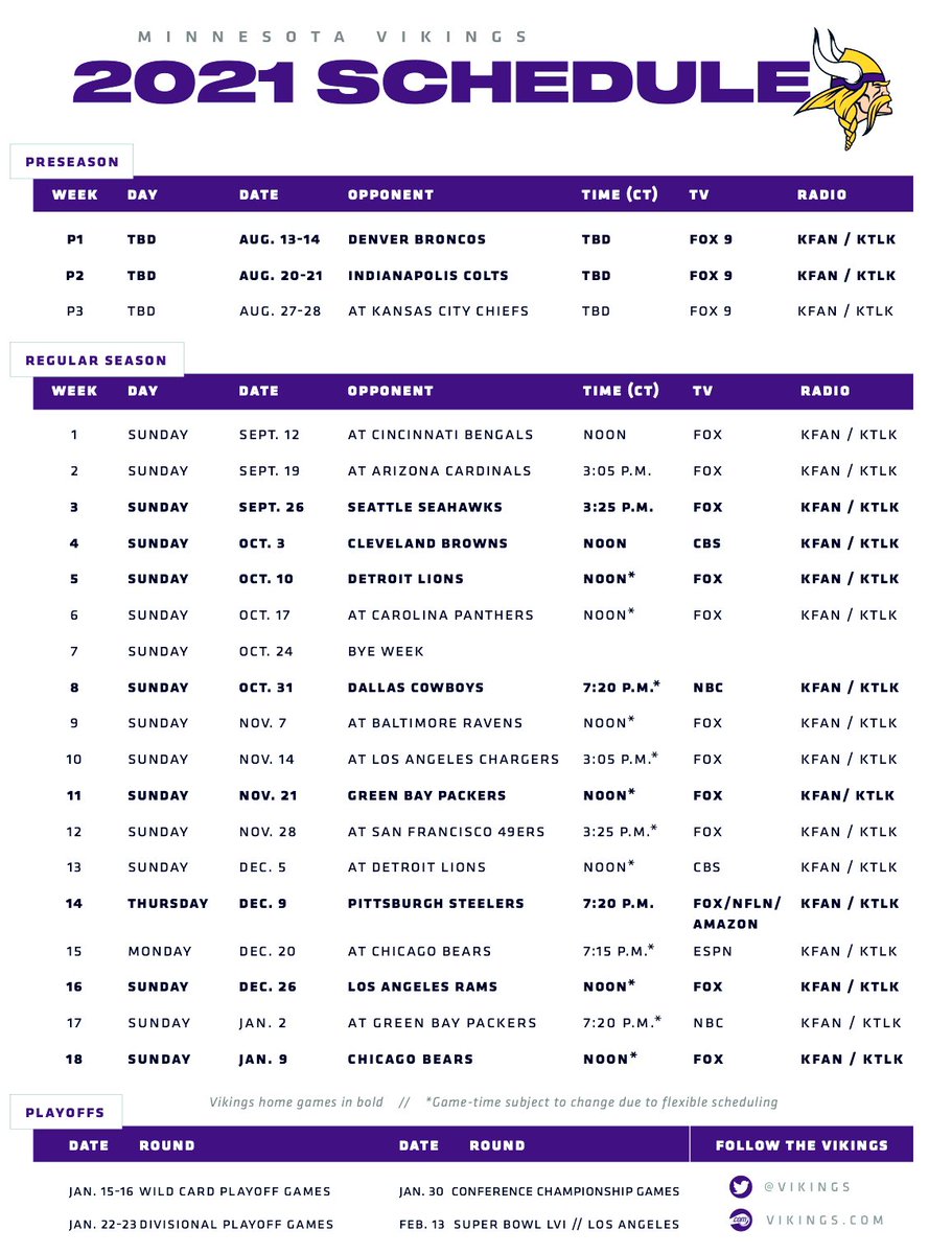 2021 Vikings Schedule & Tickets