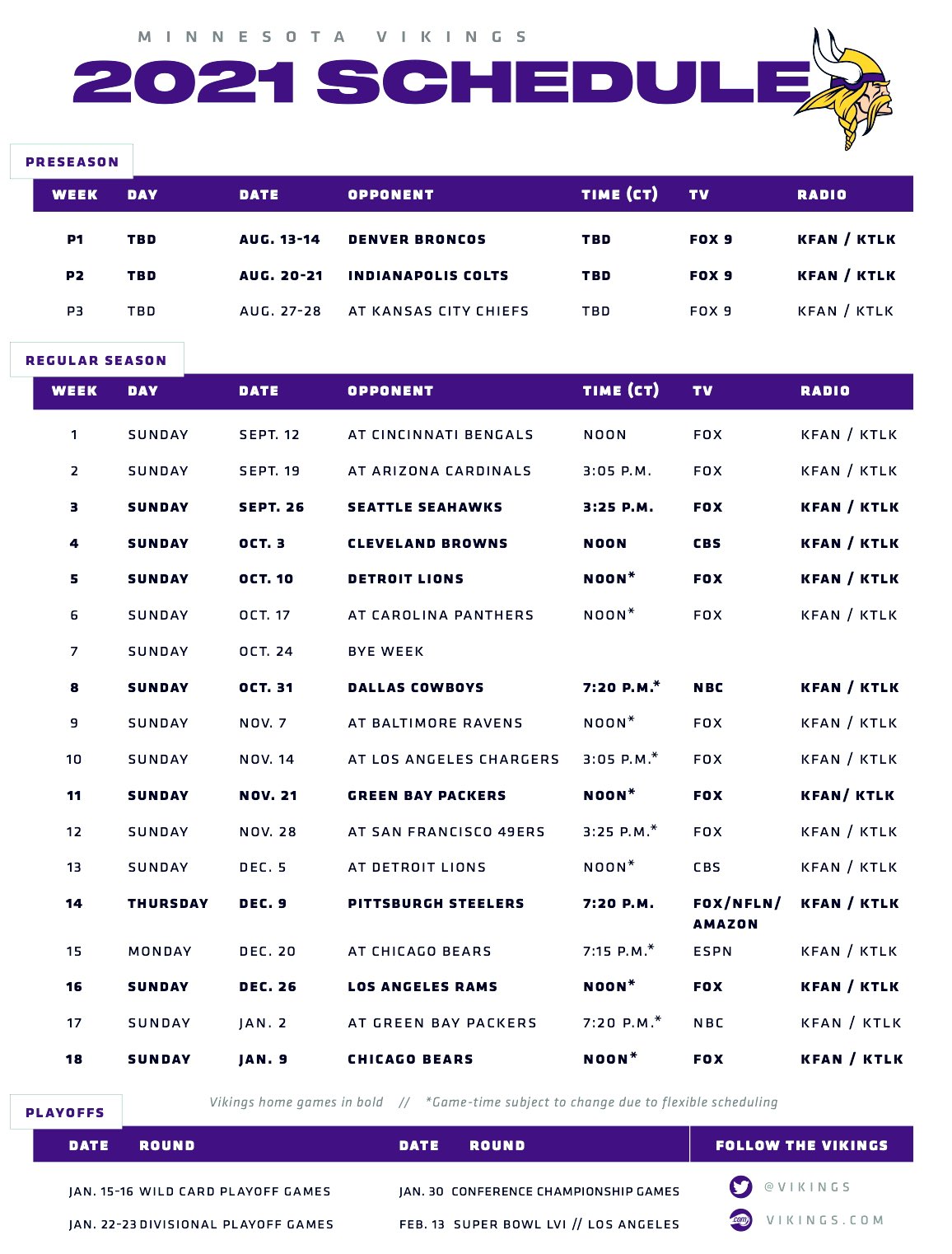 vikings play today at what time