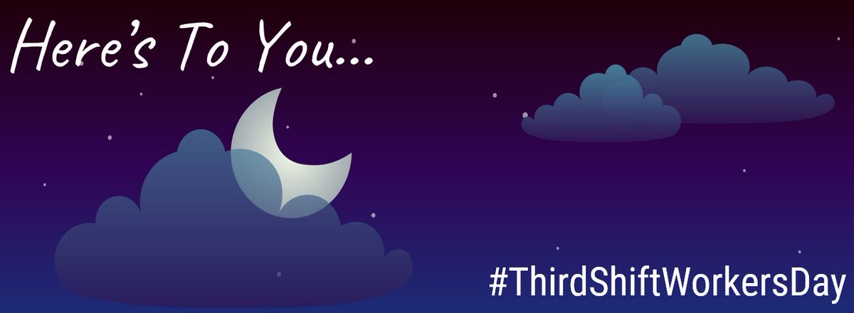 What are three things every third shift worker needs?

💤Sleep
☕Coffee
🥨Snacks

Did we mention sleep?

A tip of the hat on national #ThirdShiftWorkersDay to all those working the third shift or night shift.  The weather never sleeps, so neither do we!