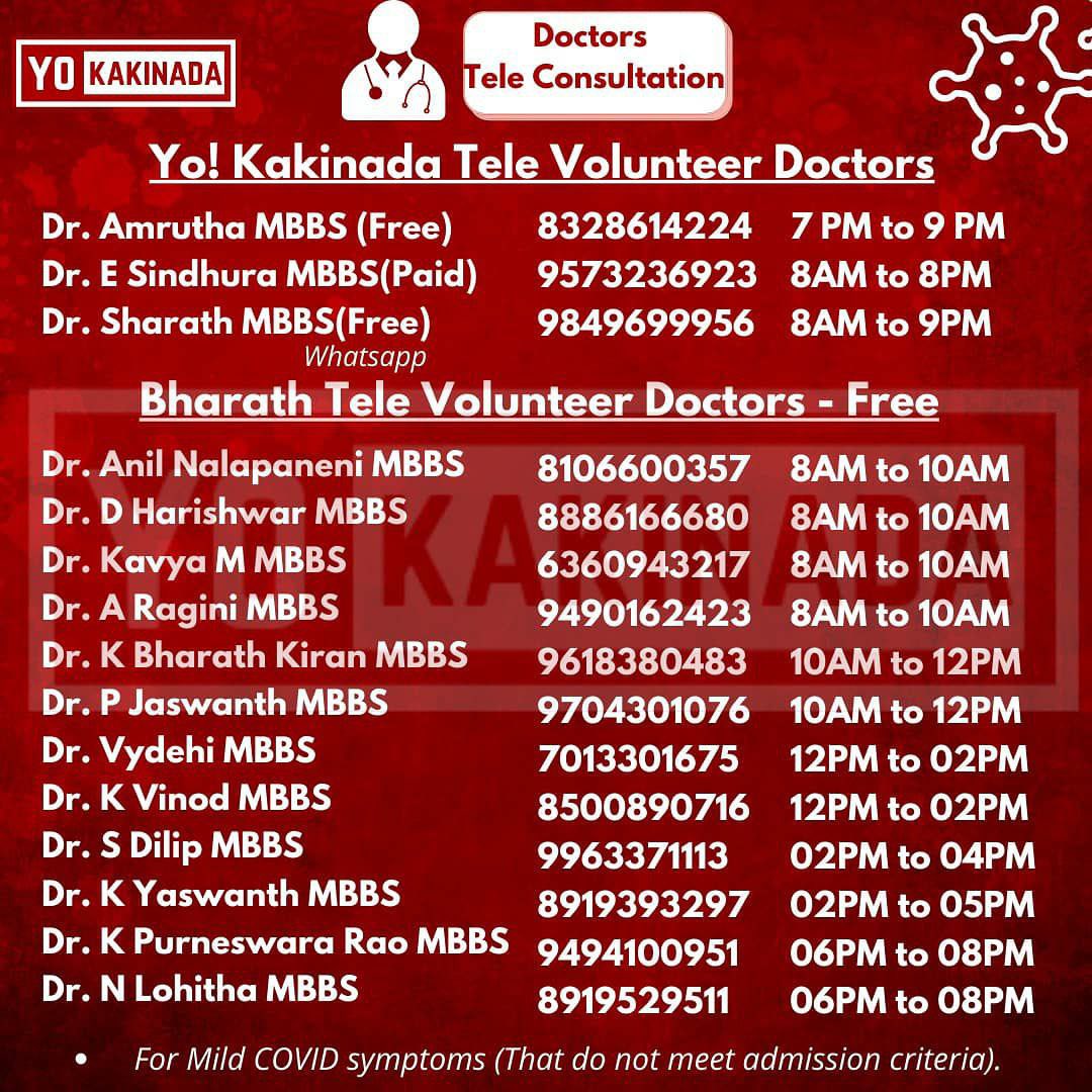 sreekanth324's tweet photo. Kakinada Tele Volunteer Doctors !!
#kakinadacovidhelp #CovidPostiveDoctors #DoctorHelp #CovidDoctorOnCall #Covid19IndiaHelp https://t.co/c1a1rWgmz5